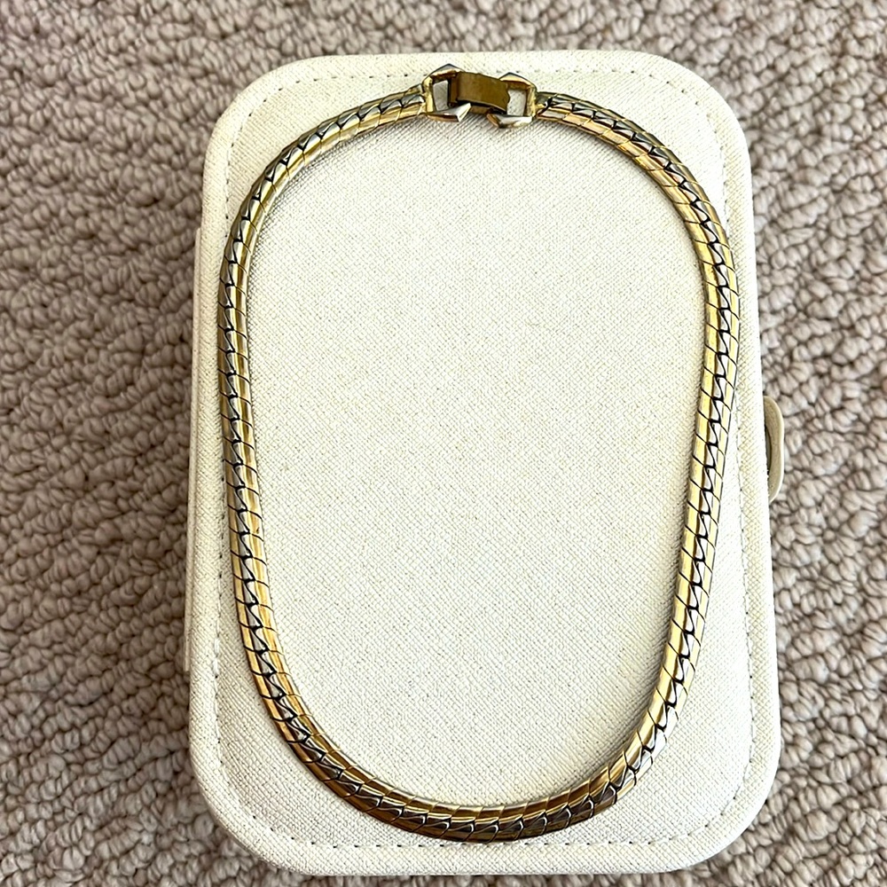 Vintage Two Toned Gold and Silver Choker Clasp Necklace